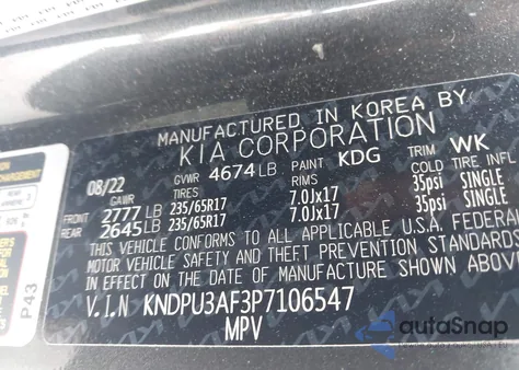 2023 Kia Sportage Lx из США, поврежденный, VIN KNDPU3AF3P7106547